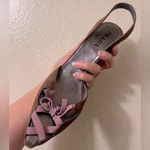 SOLD* PRADA heels size 7.  In Brown/Purple leather suede.